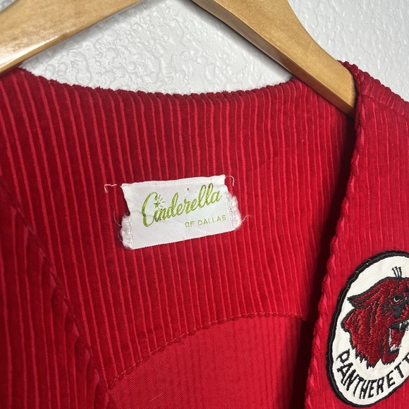 Vintage 70s 80s Cinderella Dallas Brand Pantherettes Dance Cheer Red Ribbed Vest - Picture 2 of 7